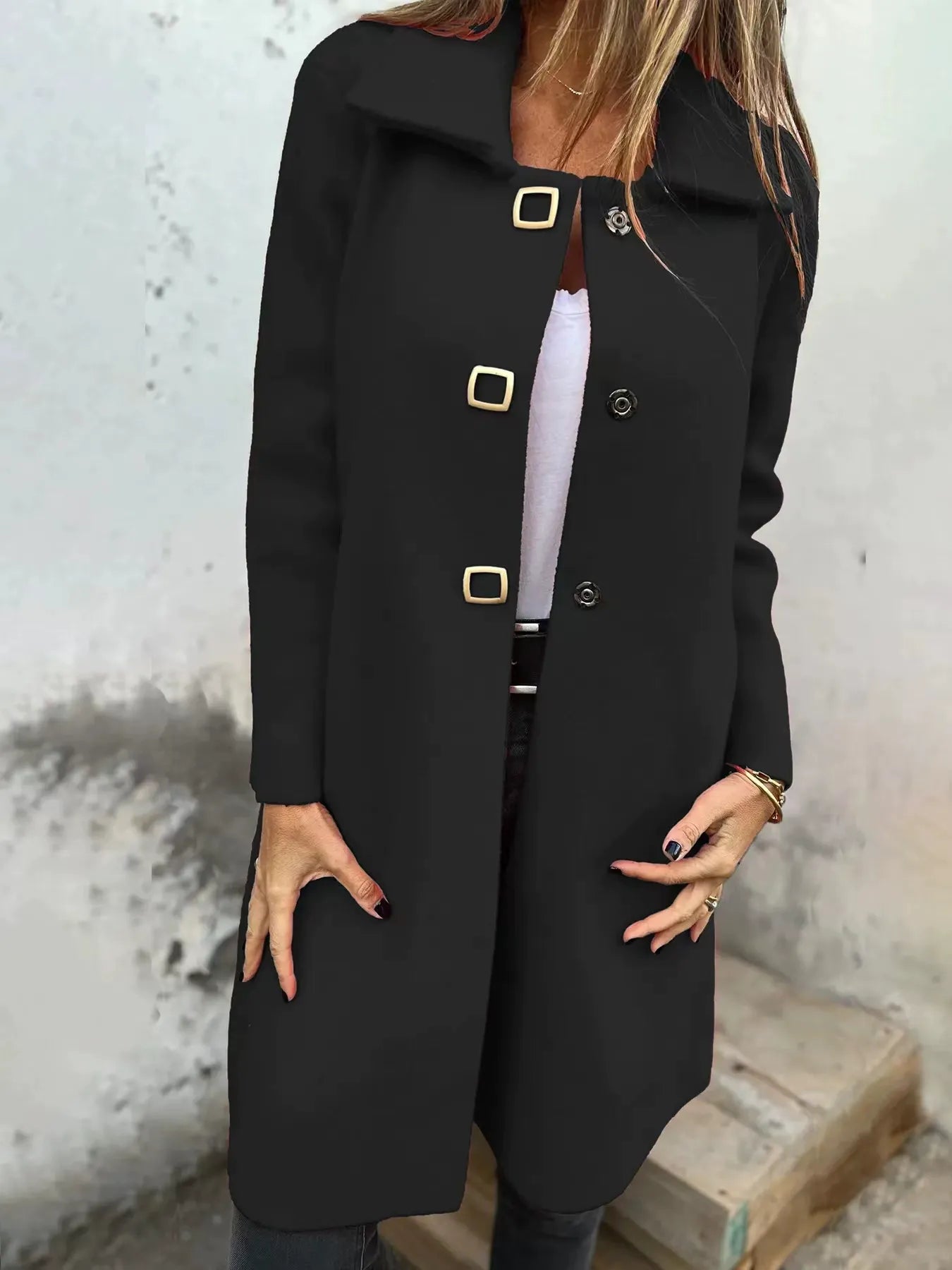 Larissa - Elegante abrigo de solapa de longitud media