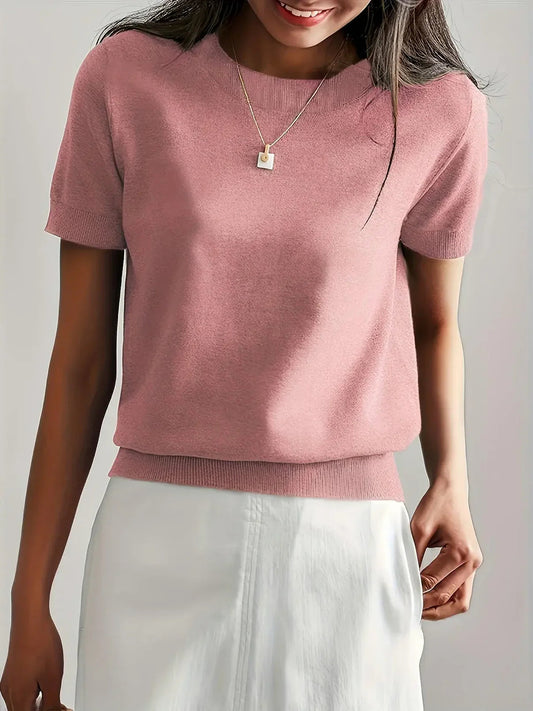 Sheira - Camisa casual de punto con cuello redondo