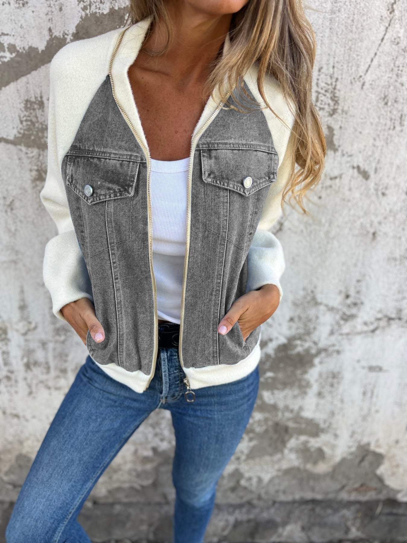 Zuzanna - Chaqueta vaquera elegante con cremallera