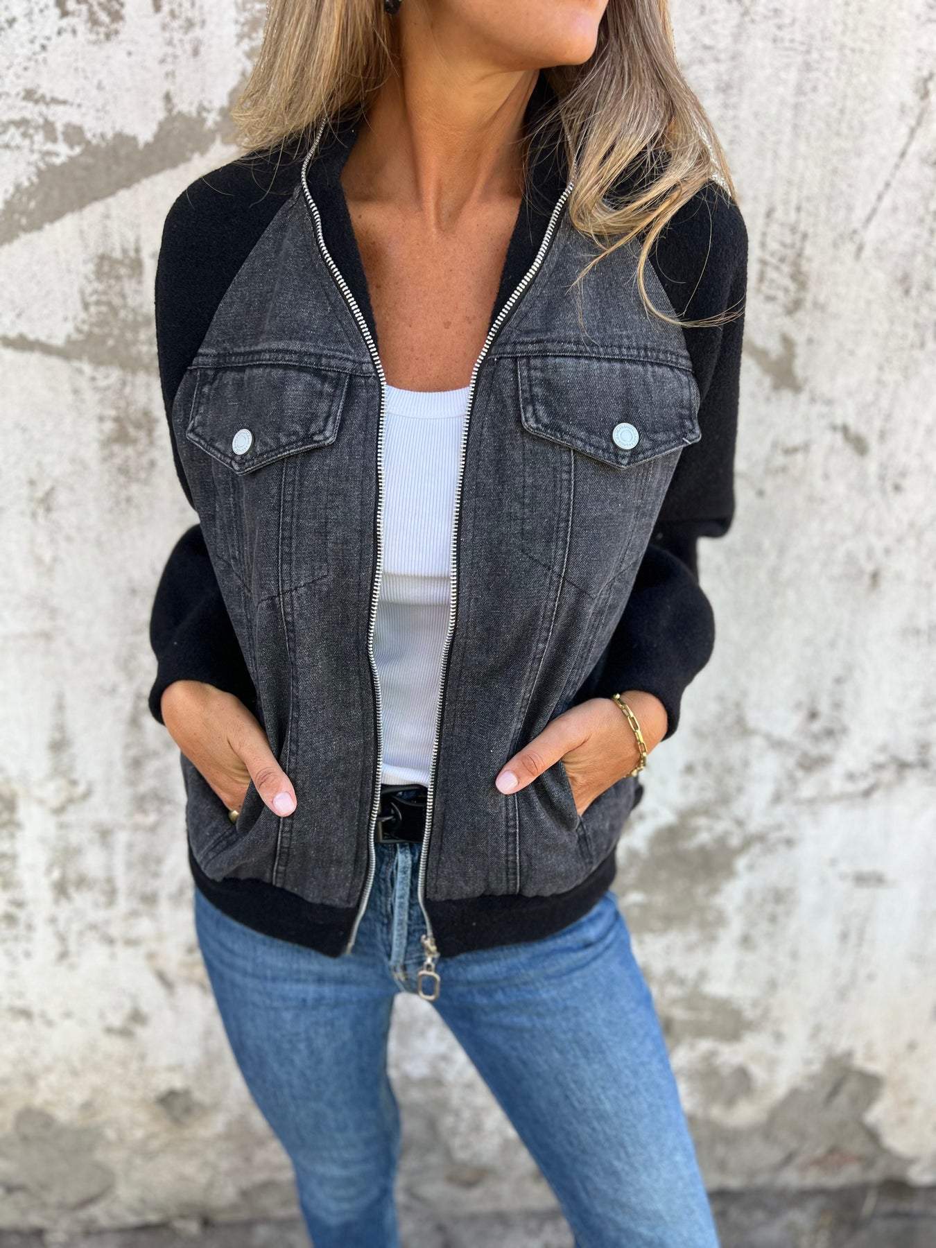 Zuzanna - Chaqueta vaquera elegante con cremallera