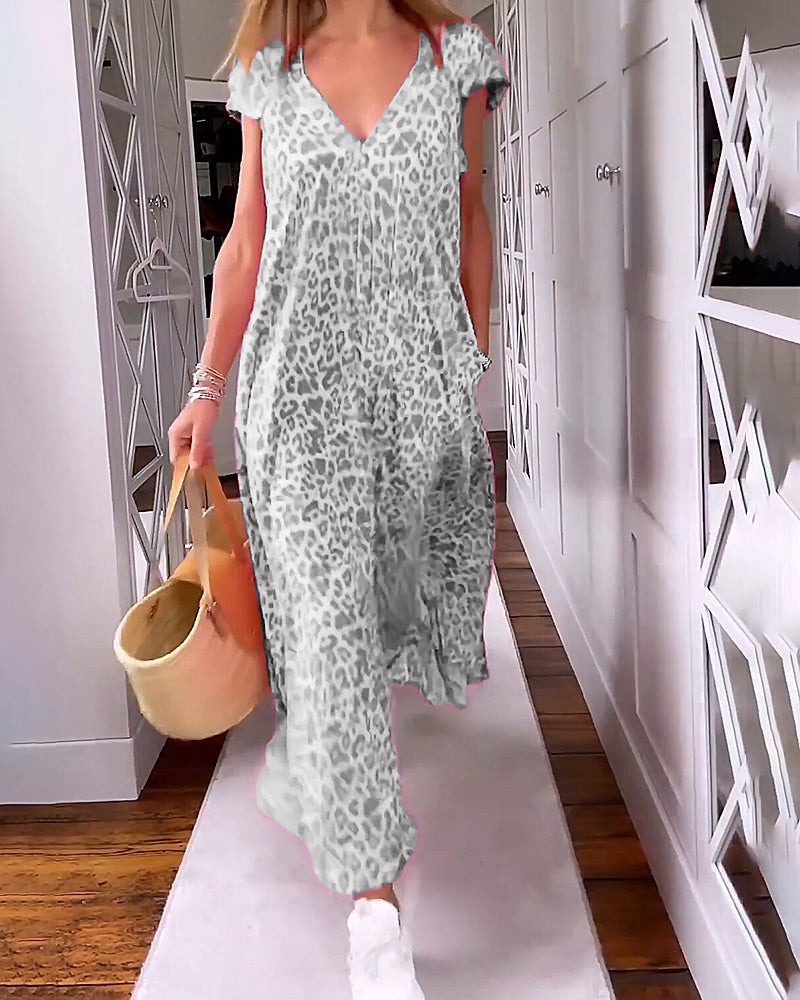 Anya - Vestido largo con estampado de leopardo