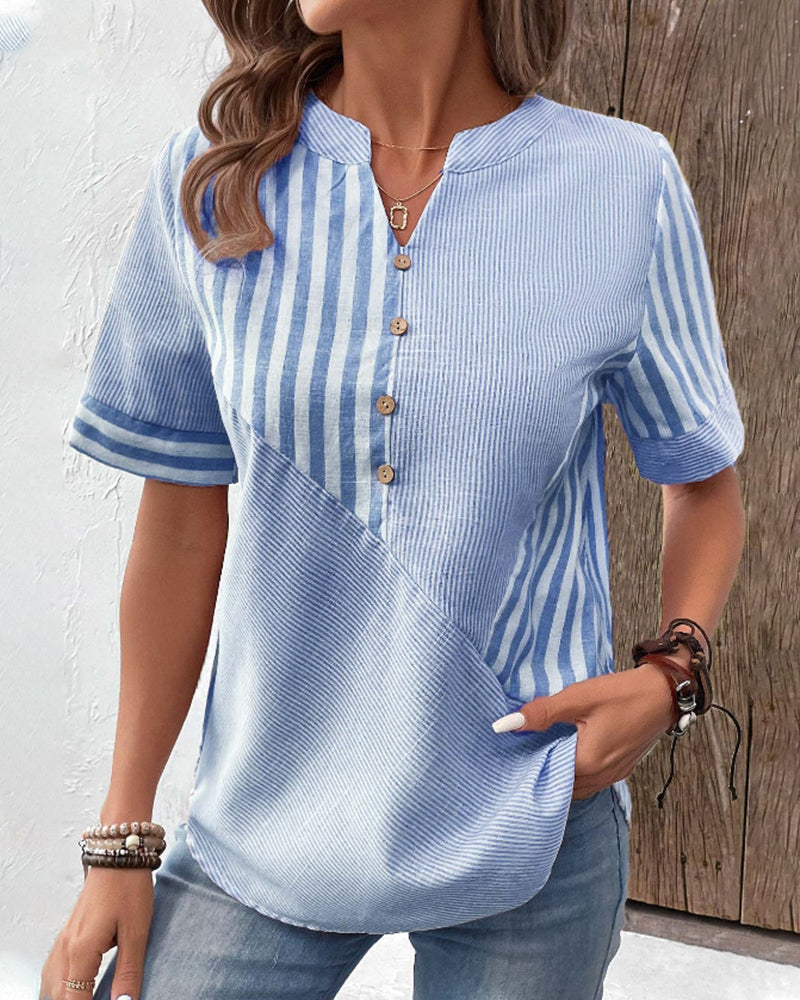 Eunice - Blusa chic a rayas de manga corta