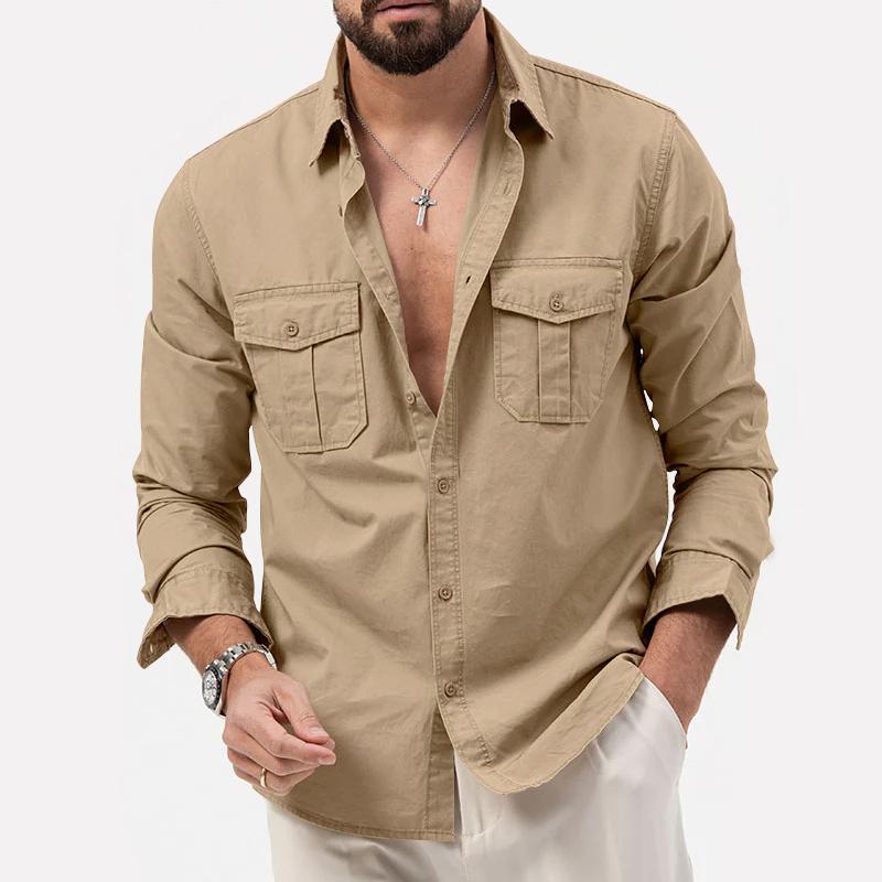Lando - Elegante camisa cargo de manga larga abotonada