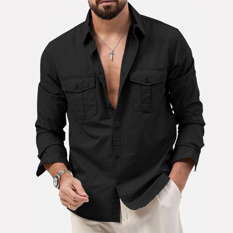 Lando - Elegante camisa cargo de manga larga abotonada