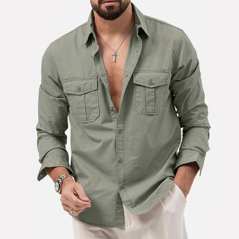 Lando - Elegante camisa cargo de manga larga abotonada