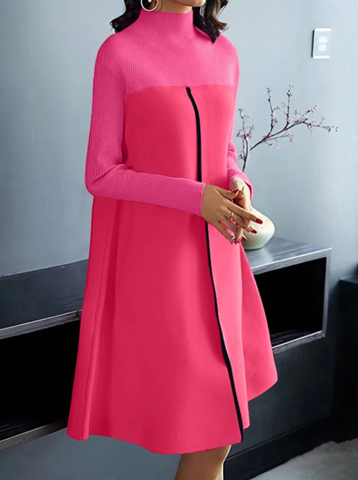 Bambi – Vestido vintage de punto con cuello alto