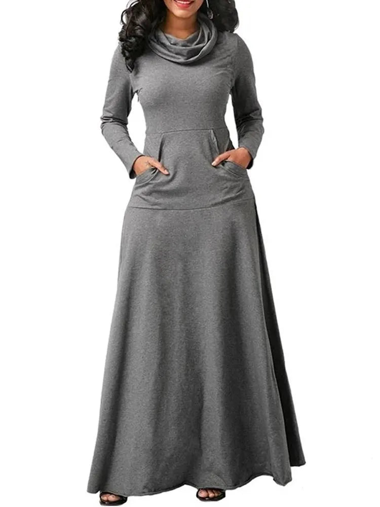 Solana – Vestido largo elegante con escote vuelto