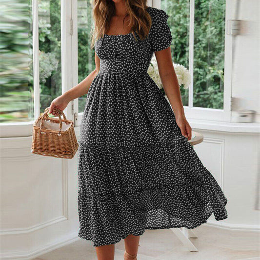 Camila - Elegante vestido de manga corta en línea A