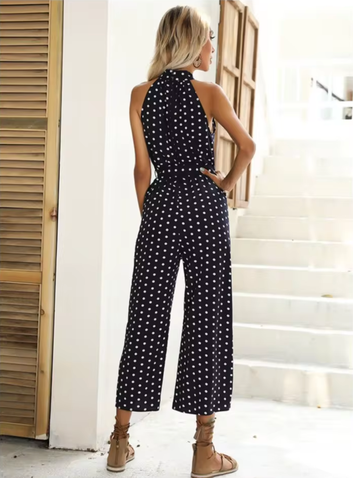 Fiorella - Mono de Lunares con Cuello Halter