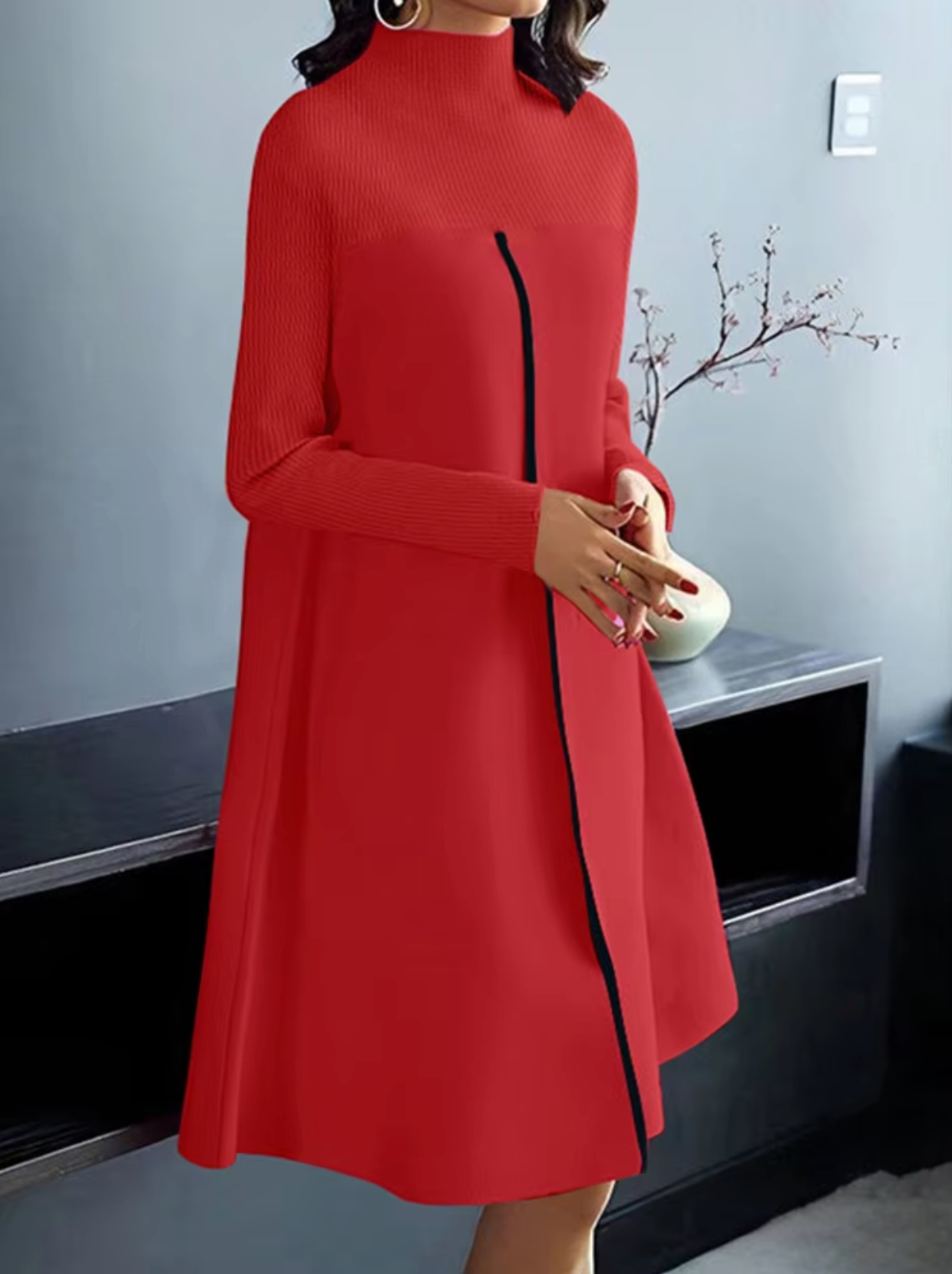 Bambi – Vestido vintage de punto con cuello alto