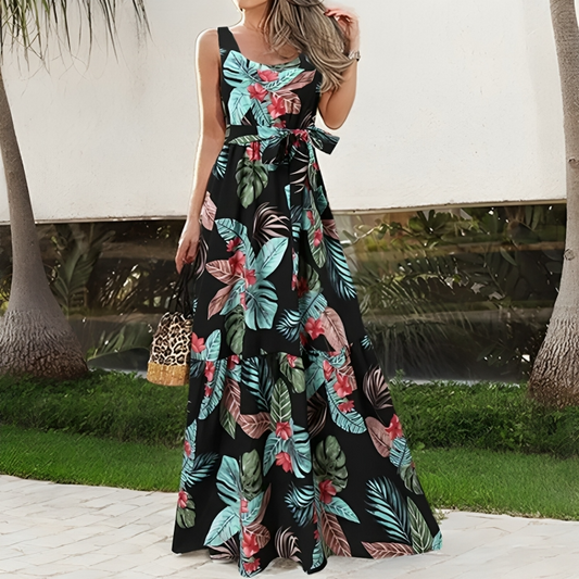 Anna - Elegante vestido largo floral sin mangas