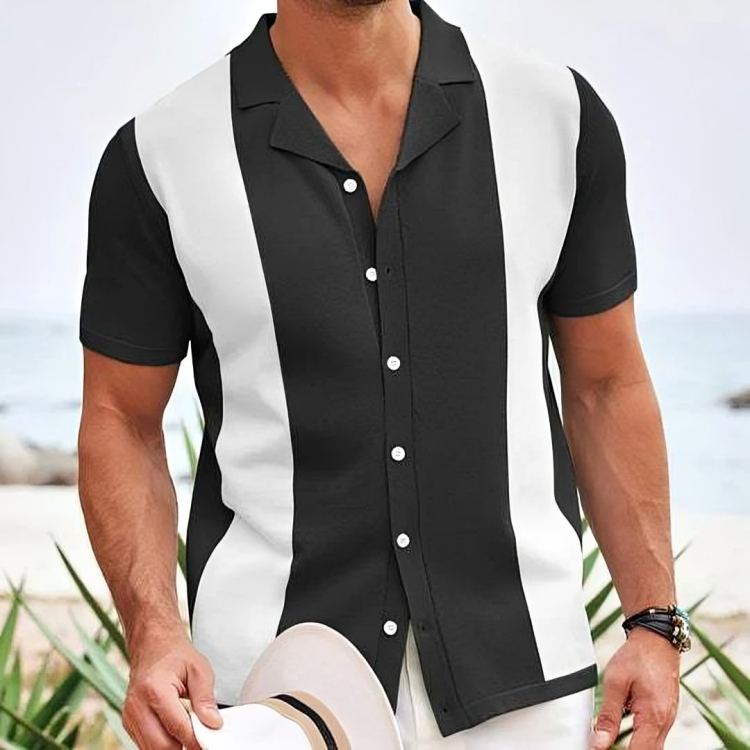 Jimmy - Elegante polo abotonado a rayas de manga corta