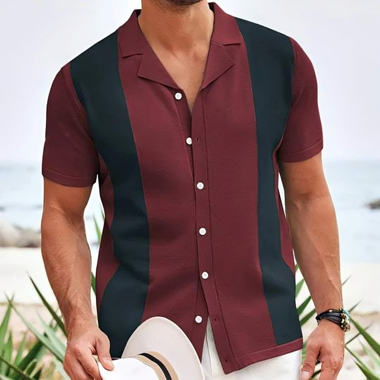 Jimmy - Elegante polo abotonado a rayas de manga corta
