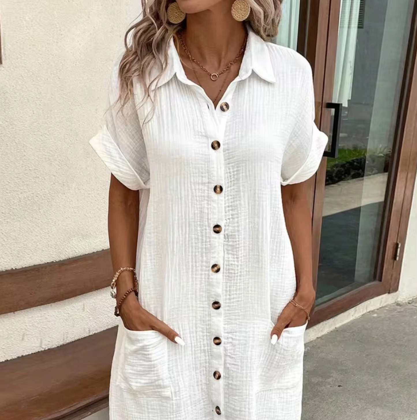 Vestido - Lucrezia de lino y Algodón con Botones