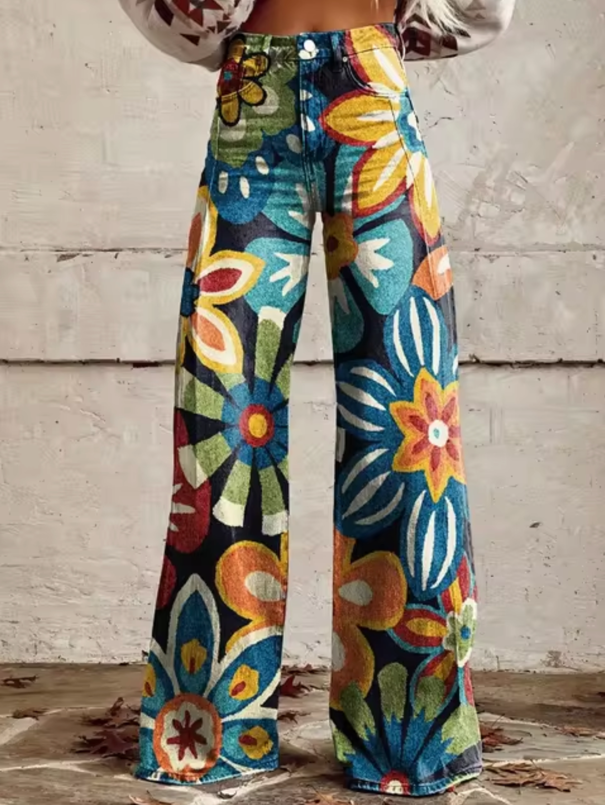 Verónica – Pantalón Ancho con Estampado de Luces LED