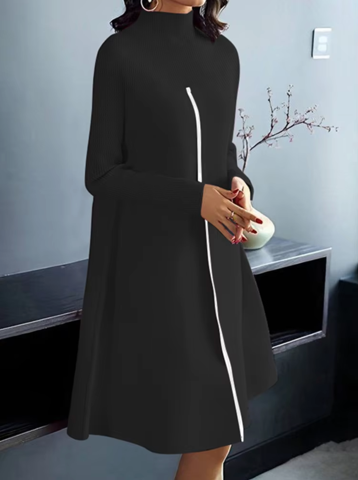Bambi – Vestido vintage de punto con cuello alto