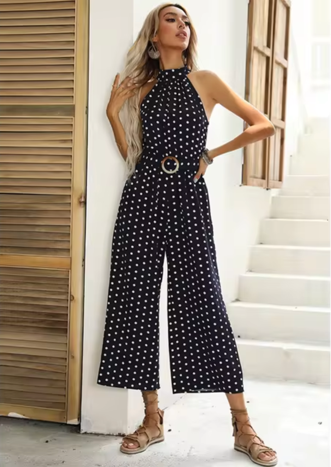 Fiorella - Mono de Lunares con Cuello Halter