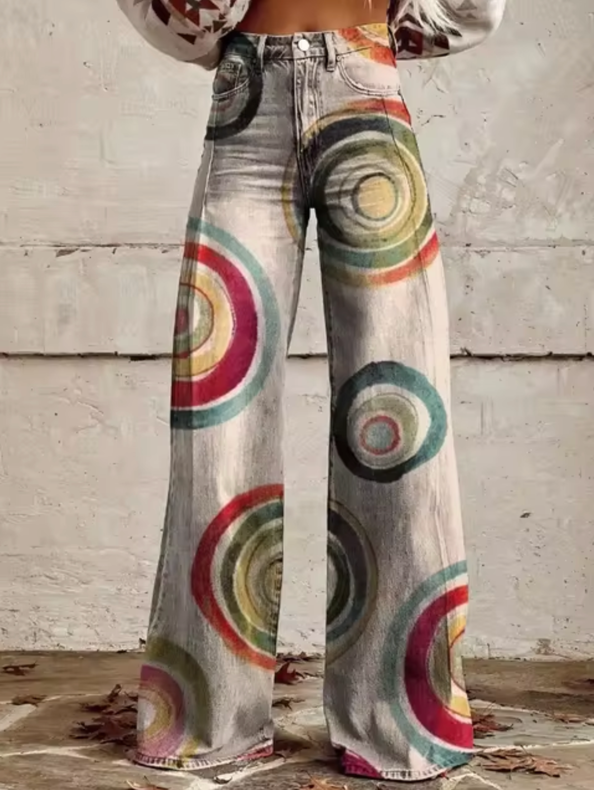 Verónica – Pantalón Ancho con Estampado de Luces LED