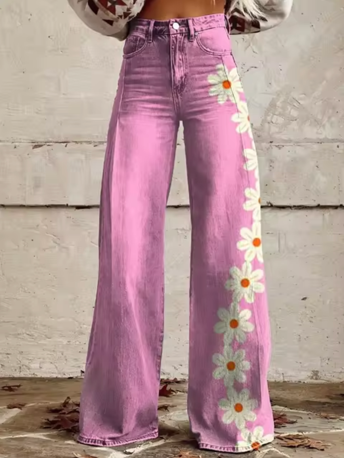 Verónica – Pantalón Ancho con Estampado de Luces LED